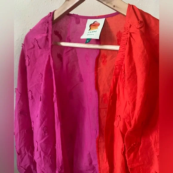 🍍HP🍍 Farm Rio Summer Ready Two Tone Wrap Top M - Picture 10 of 13